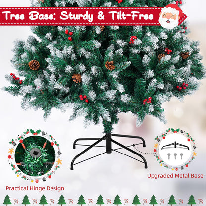 Artificial Christmas Tree, 6FT Holiday Xmas Tree 1400 Branch Tips, Upgraded Metal Base, Includes 6 Different Decorations 🍁 All In One Marketplace Canada