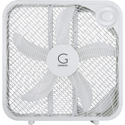 Genesis 20" Box Fan, 3 Settings, Max Cooling Technology, Carry Handle, White (G20BOX-WHT) Genesis