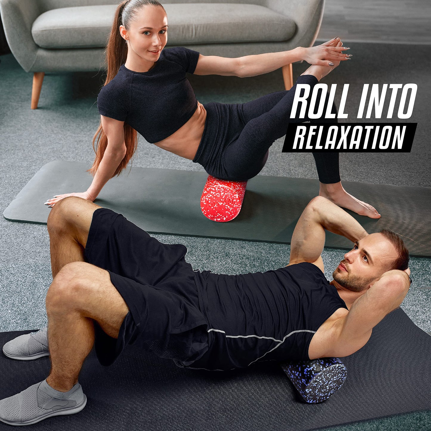 Yes4All High-Density EPP Round Back Roller Foam, Foam Roller for Yoga, Pilates & Stretching - 12, 18, 24, 36 inch