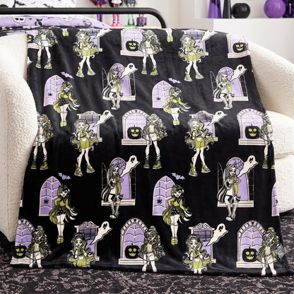 Couverture en peluche ultra-douce et confortable Monster High pour Halloween, 127 cm x 178 cm, (produit sous licence officielle) par Franco