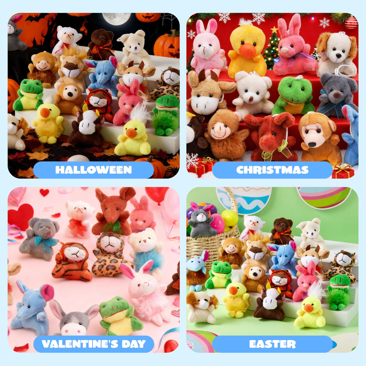 JOYIN 24 Pack Mini Animal Plush Toy Assortment (24 Units 3" Each), Animals Keychain Decoration for Kids, Small Stuffed Animal Bulk for Kids, Carnival Prizes, School Gifts, Christmas Goodie Bags 🍁 All In One Marketplace Canada