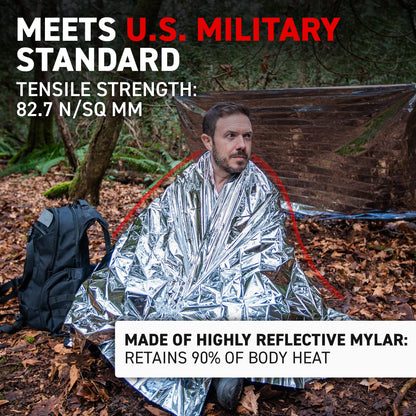 72HRS MIL-SPEC Emergency Thermal Mylar Blanket (137 × 224 cm, Pack of 4) 🍁 All In One Marketplace Canada