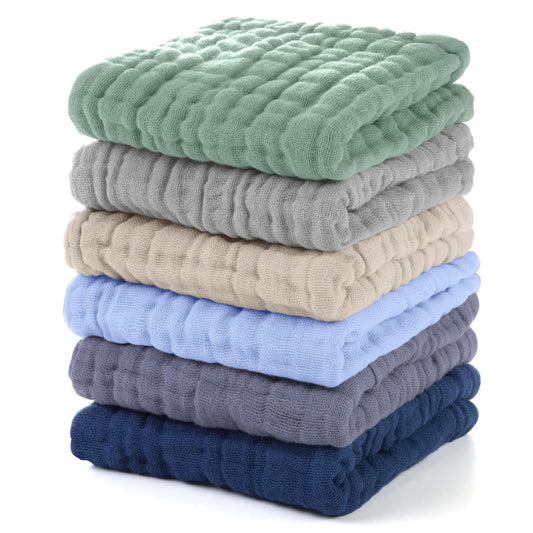 Unnivoll Muslin Burp Cloths Baby 12''X12'',Baby Washcloths 6 Pack, 100% Cotton Baby Wash Cloths Absorbent and Soft for Newborn Infants Kids Boys Girls Multicolor