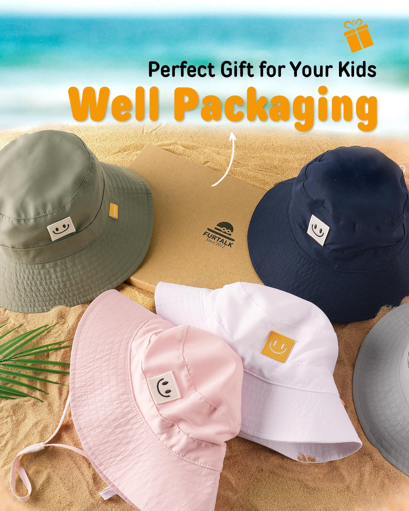 FURTALK Baby Sun Hat Smile Face Toddler Boys Girls Bucket Hat for Kids 0-5 Years - Available at All In One Marketplace Canada