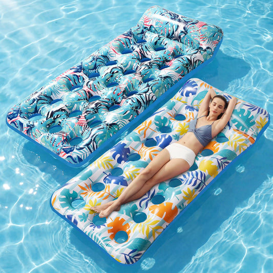 Stonful 2 Pack Inflatable Pool Float Mat, Giant Pool Floats Adult Size with Headrest, Lake Float Raft Water Lounger, Multi-Purpose Swimming Pool Floats Toys for Pool Party, Summer Beach, Outdoor