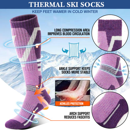 Merino Wool Ski Socks for Mens Womens Winter Thermal Warm Thick Snowboarding Skiing Knee High Socks for Cold Weather 3 Pairs Gifts Stocking Stuffers(Mixed Color,M) 🍁 All In One Marketplace Canada
