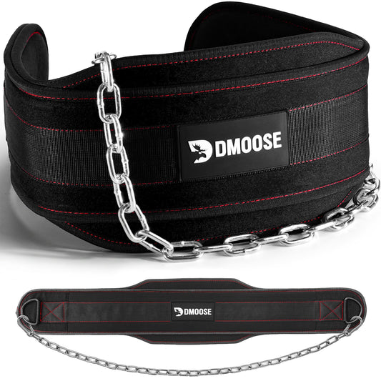 DMoose Dip Belt for Weightlifting, Weight Belt with Chain for Pullup, Gym Lifting Belt for Powerlifting, Squat, Bodybuilding, Heavy Duty Steel, Workout Belt with Comfortable Neoprene Support - Available at All In One Marketplace Canada