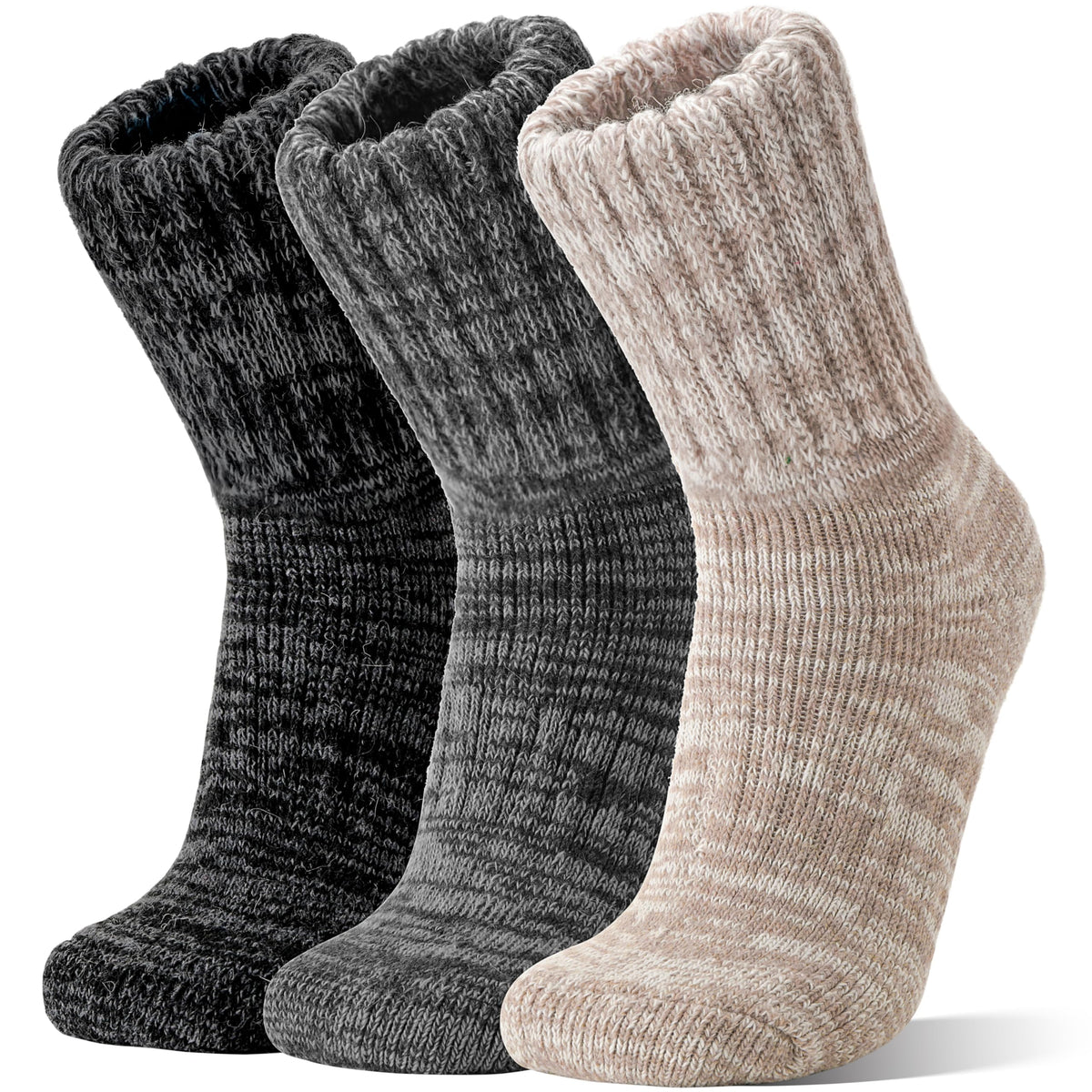 Sandsuced Merino Wool Thermal Boot Socks for Women Men Cozy Warm Hiking Thick Winter Socks 3 Pairs Christmas Stocking Stuffers (Grey/Light Khaki/Black,M) 🍁 All In One Marketplace Canada