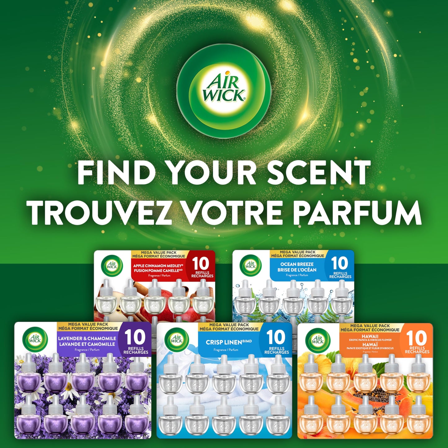 Air Wick Plug In Scented Oil Air Freshener Refills for Home – Infused with Essential Oils – 10 Count – Summer Delight Scent – Mega Value Pack 🍁 All In One Marketplace Canada