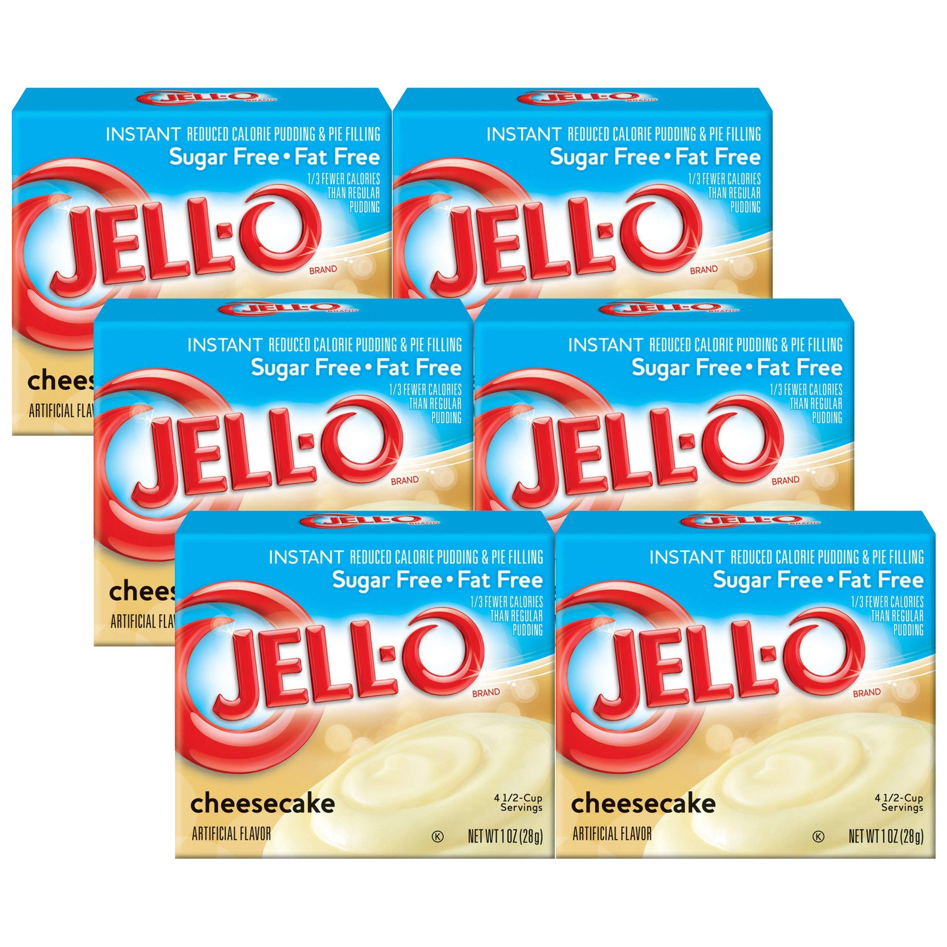 Jell-O Sugar-Free Cheesecake Instant Pudding & Pie Filling, 1 oz (Pack of 6)