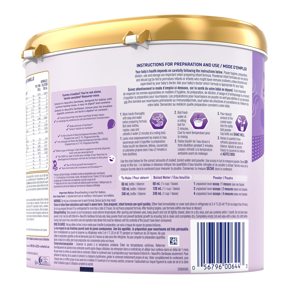 Enfamil A+ NeuroPro Gentlease, Baby Formula, Powder Tub, with Brain Building DHA, 0+ Months, 553g