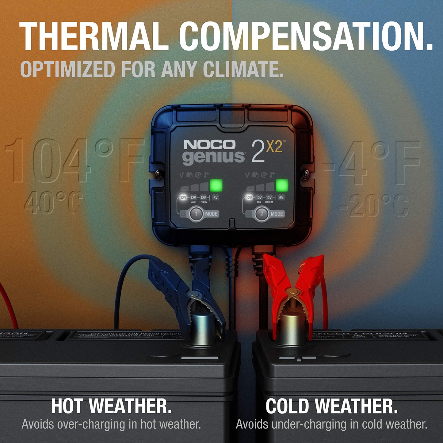 NOCO GENIUS2X2 6/12V 2-Bank Battery Charger, Trickle Charger & Maintainer NOCO