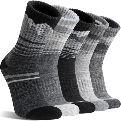 Sandsuced Merino Wool Hiking Socks Thermal Winter Warm Cozy Outdoor Crew Socks 5 Pairs Gift Stocking Stuffers for Men(Black/Grey,L) 🍁 All In One Marketplace Canada