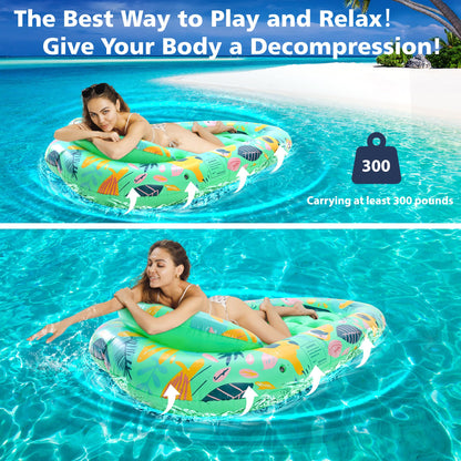 LUSARRYWILL 2 Pack Pool Floaties for Adults, 72"X42" Ultra Size with Headrest, Cooling Holes, Giant Pool Mats, Multi-Purpose Pool Float Lounger for Pool Party, Beach, Lake, River, Sea, Outdoor
