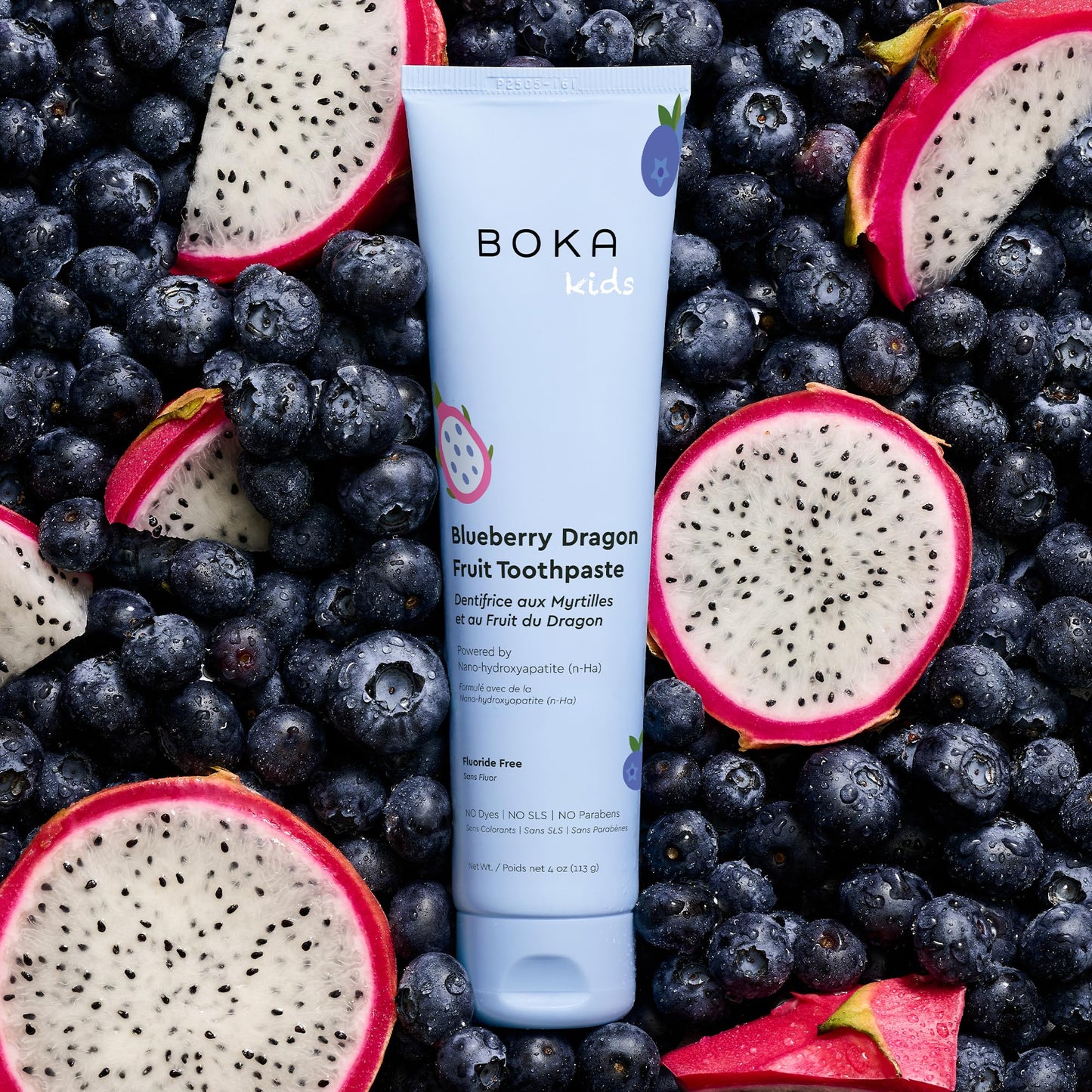 Boka Fluoride Free Toothpaste Nano Hydroxyapatite Toothpaste - Blueberry Dragon Fruit Flavor, 4 oz 1Pk US Manufactured