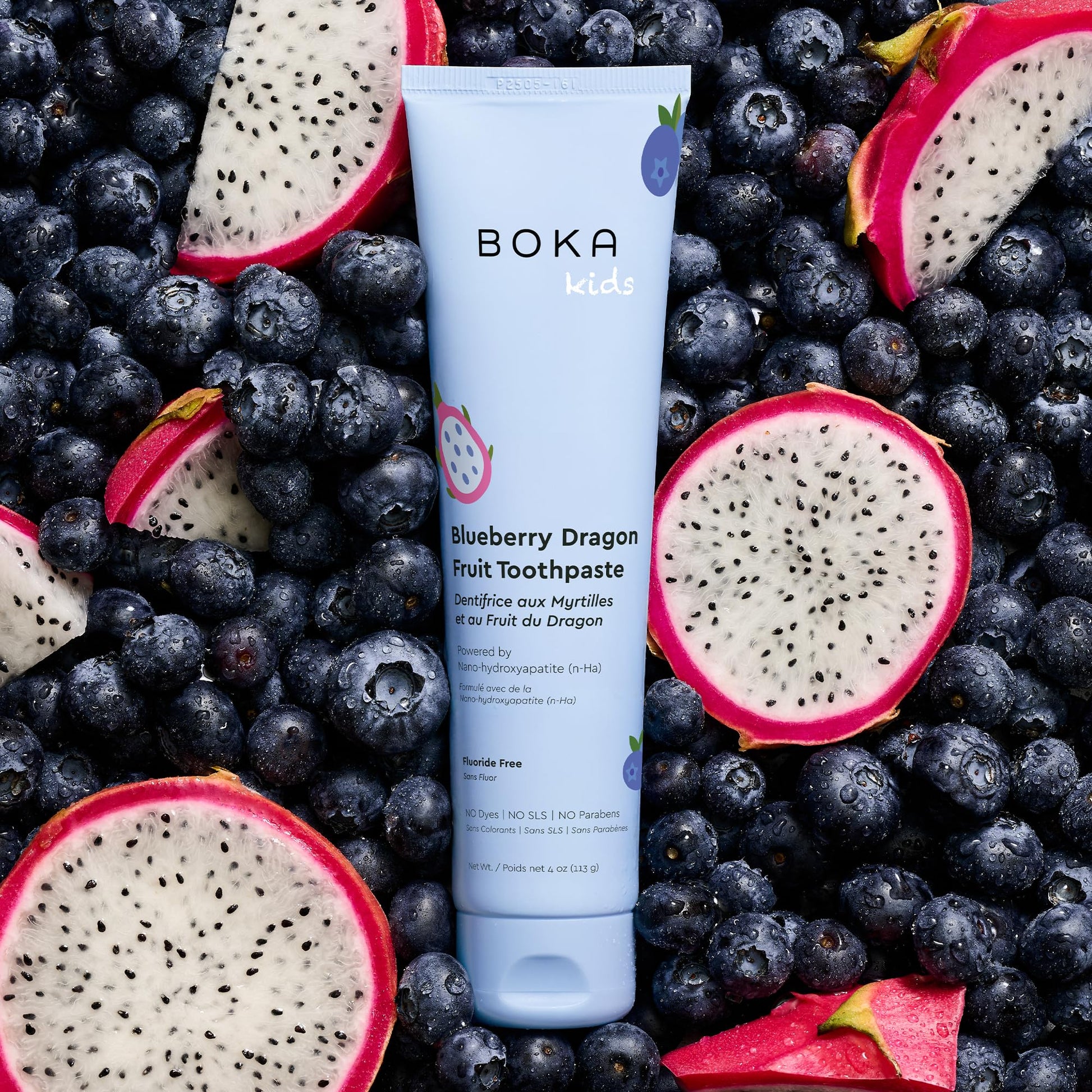 Boka Fluoride Free Toothpaste Nano Hydroxyapatite Toothpaste - Blueberry Dragon Fruit Flavor, 4 oz 1Pk US Manufactured