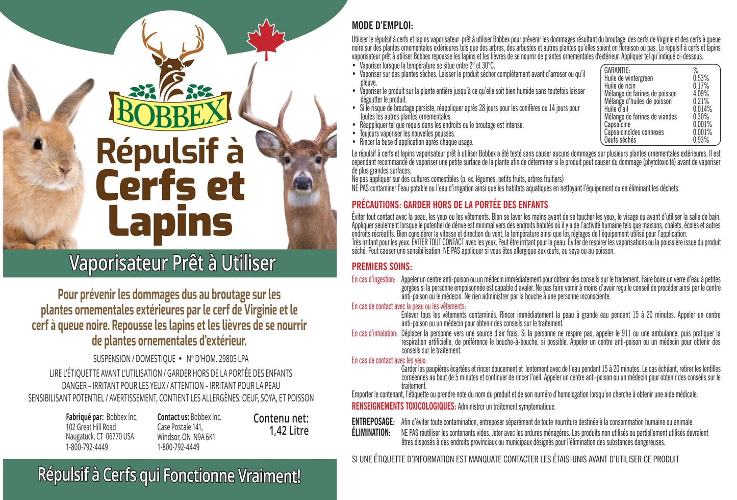 Bobbex Deer & Rabbit Repellent Ready to Use 1.42 Liter Bobbex