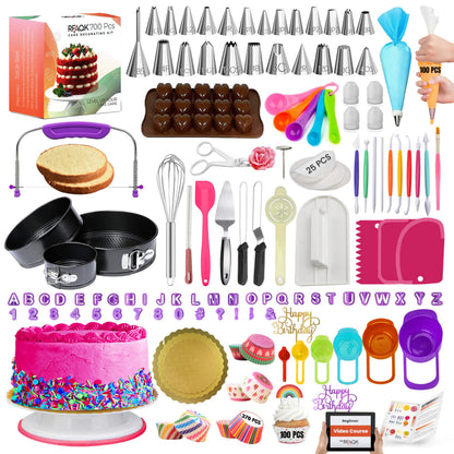 Cake Decorating Supplies, 700PCs Cake Decorating Kit 3 Springform Cake Pans, Cake Turntable, Numbered Piping Icing Tips, Chocolate Mold,Leveler, Baking Supplies Cupcake Liner & more Baking Stuff RFAQK 🍁 All In One Marketplace Canada