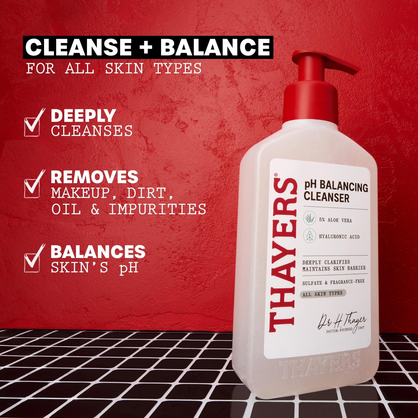 THAYERS pH Balancing Daily Cleanser, Face Wash with Aloe Vera, Gentle and Hydrating Skin Care for Dry, Oily, or Acne Prone Skin, 237ml - Available at All In One Marketplace Canada