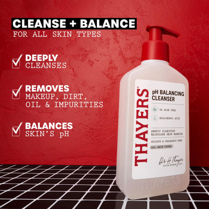 THAYERS pH Balancing Daily Cleanser, Face Wash with Aloe Vera, Gentle and Hydrating Skin Care for Dry, Oily, or Acne Prone Skin, 237ml - Available at All In One Marketplace Canada