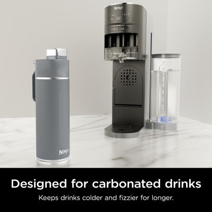 Ninja Thirsti 24oz Travel Bottle for Sparkling Drinks, Fizzier Longer, Leak Proof, 24 Hours Cold, Dishwasher Safe, Insulated Tumbler, Grey, DW2401CGY (Canadian Version)