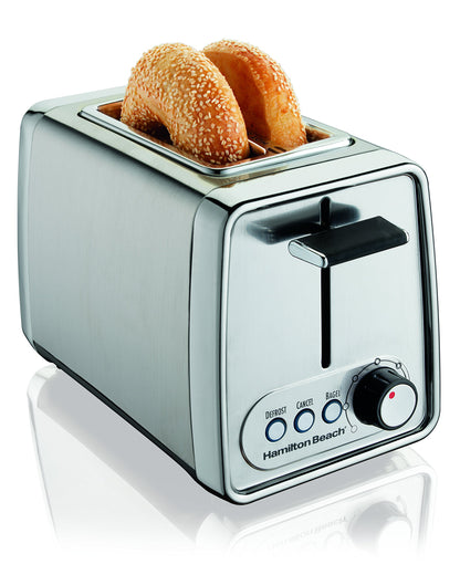 Hamilton Beach 2-Slice Toaster, Chrome, Extra-Wide Slot Toaster with Bagel & Defrost Functions, Shade Selector, Cancel Button, Toast Boost, Auto Shutoff, 22791C