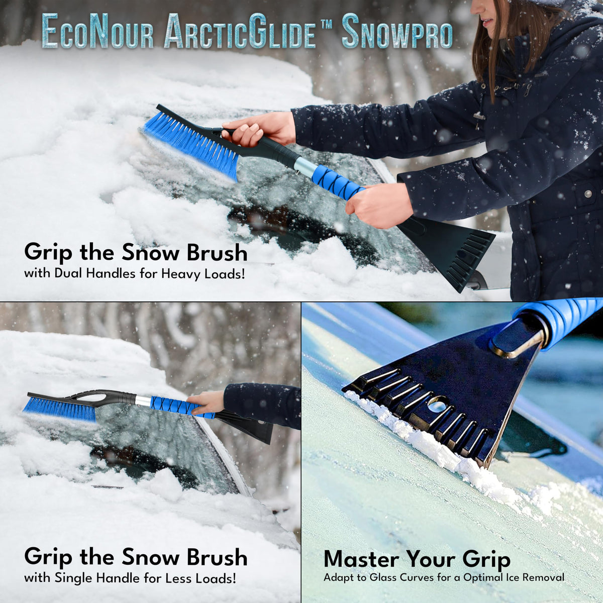 EcoNour 27" Ice Scraper & Snow Brush for Car Windshield Cleaning - Blue 🍁 All In One Marketplace Canada