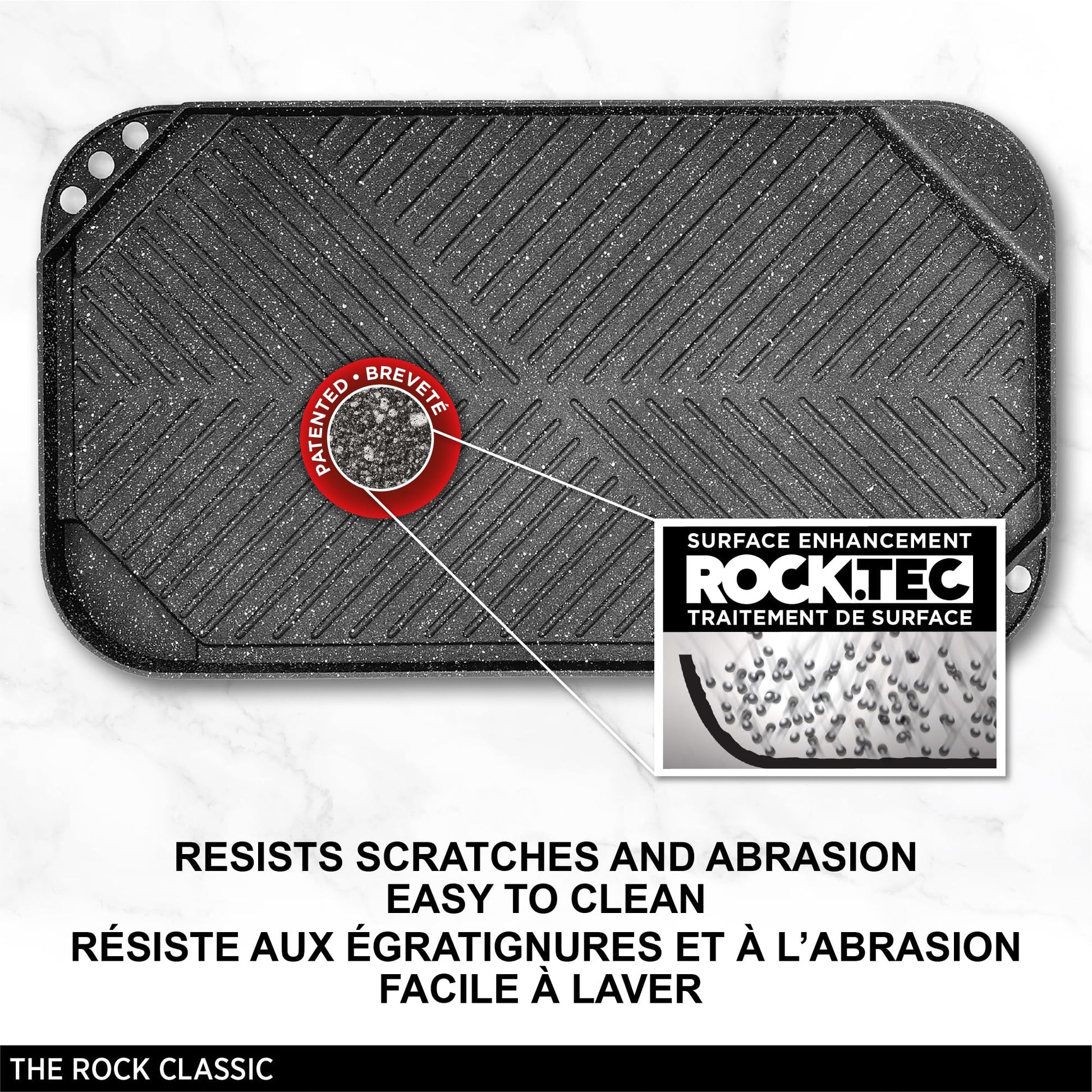 Starfrit The Rock 50x28cm (19.7" x 11") Non-Stick Reversible Grill & Griddle - Durable Forged Aluminum - Oven Safe - PFOA Free - Easy to Clean - Black - Available at All In One Marketplace Canada