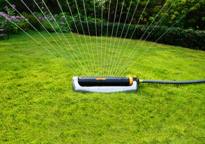 Melnor 65154AMZ XT Turbo Oscillating Sprinkler, Metal Base, 4,500 sq. ft., Quick Connect Bundle, 3-Way Adjustable, Black, Yellow