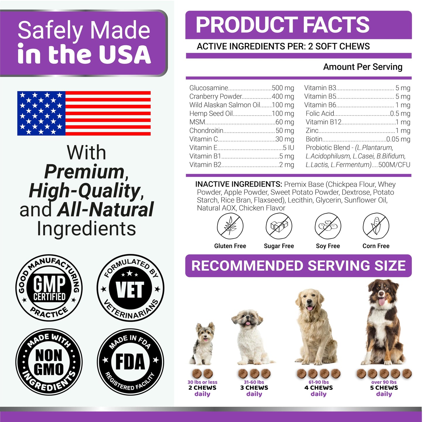 Dog Multivitamin Chewable with Glucosamine - 170 Chews - Dog Vitamins and Supplements 23 in 1 - Senior & Puppy Multivitamin for Dogs - Hip & Joint Support - Immune Health, Skin, Digestion