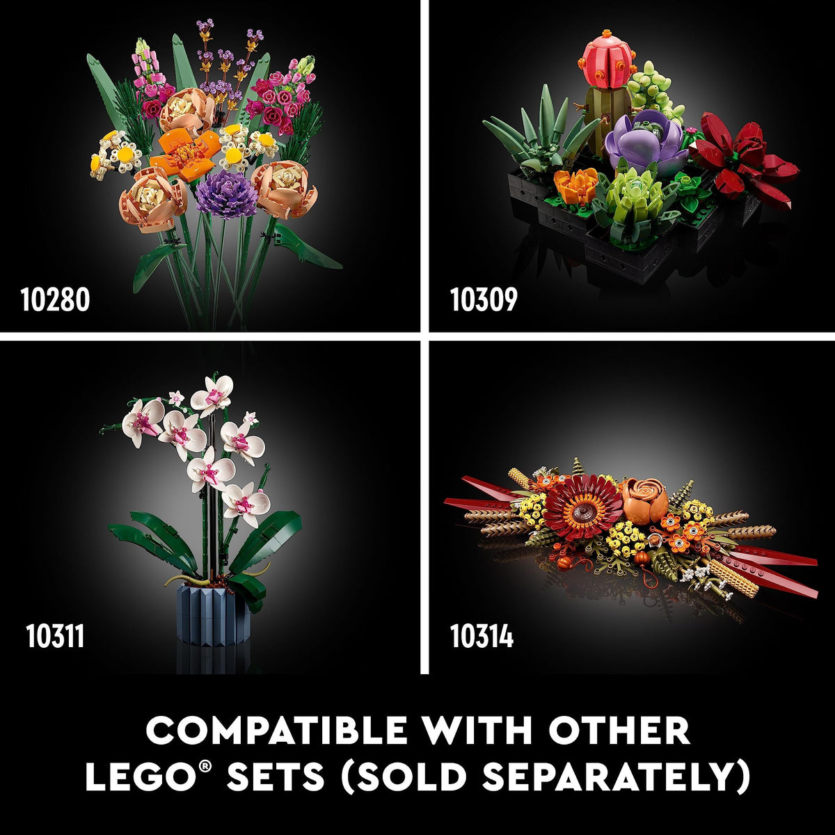 LEGO Botanicals Artificial Wildflower Bouquet - Fake Indoor Flowers Building Set for Home, Kitchen, Desk Decoration, Adults Ages 18+ - Gift for Graduation - 10313
