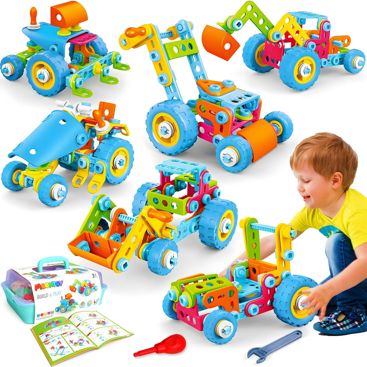 MOONTOY STEM Toys for 3 4 5 6 7 8+ Year Old Boy Girl Kids Christmas Birthday Gift, Toddler 3-5 Block Stem Kits Building Toys for Kids Ages 4-8 5-7 6-8 4-6 8-12 Erector Set Creative Activities 118pcs 🍁 All In One Marketplace Canada
