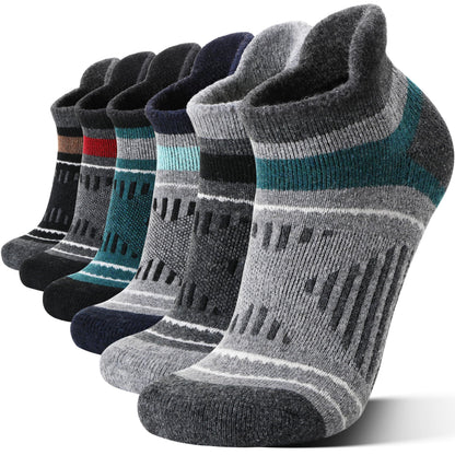 Merino Wool Ankle Hiking Running Socks Warm Thermal Winter Thick Compression Cushion No Show Moisture Wicking Gifts Stocking Stuffers Socks for Men 6 Pairs(Mix,L) 🍁 All In One Marketplace Canada