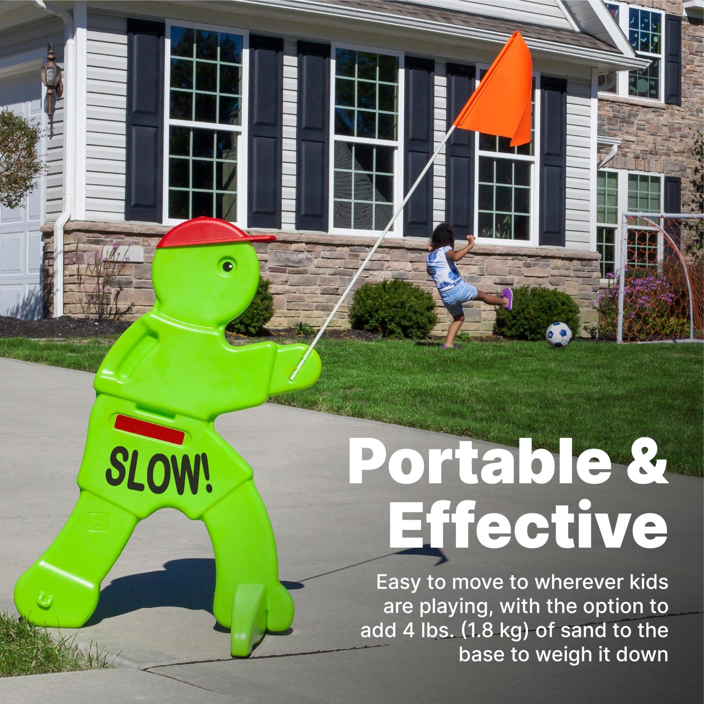 Step2 Kid Alert Street Safety Sign, Kids at Play Signage for Neighborhood Safety, 32-Inch Tall Reflective Caution Sign with Warning Flag 🍁 All In One Marketplace Canada