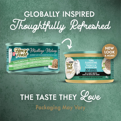 Fancy Feast Medleys Wet Cat Food, Tuna Florentine - 85 g Can (24 Pack) Fancy Feast