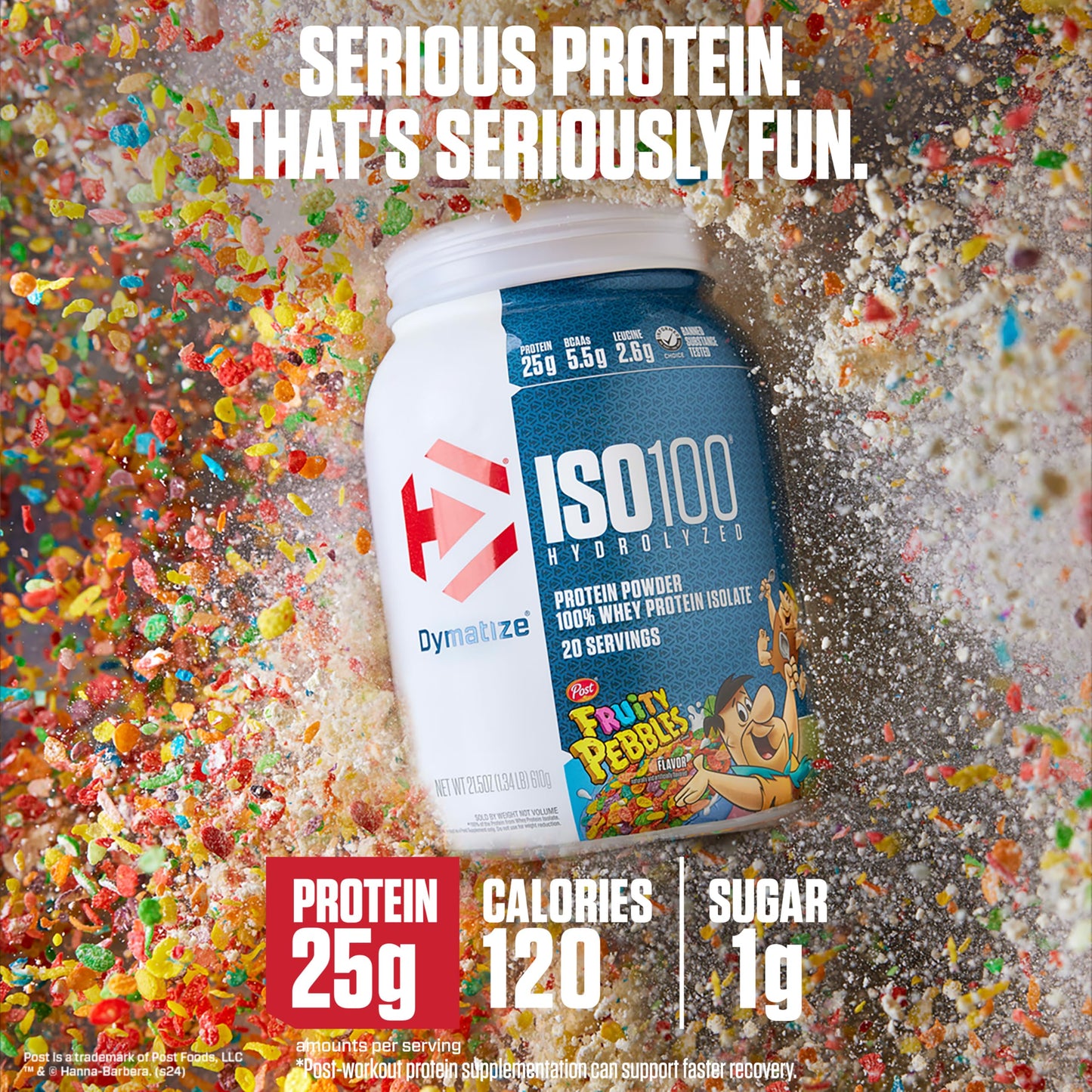 ISO100 Hydrolyzed Protein Powder by Dymatize, Fruity Pebbles, 100% Whey Isolate Powder, 25g of Protein, Gluten Free, 20 Servings 🍁 All In One Marketplace Canada