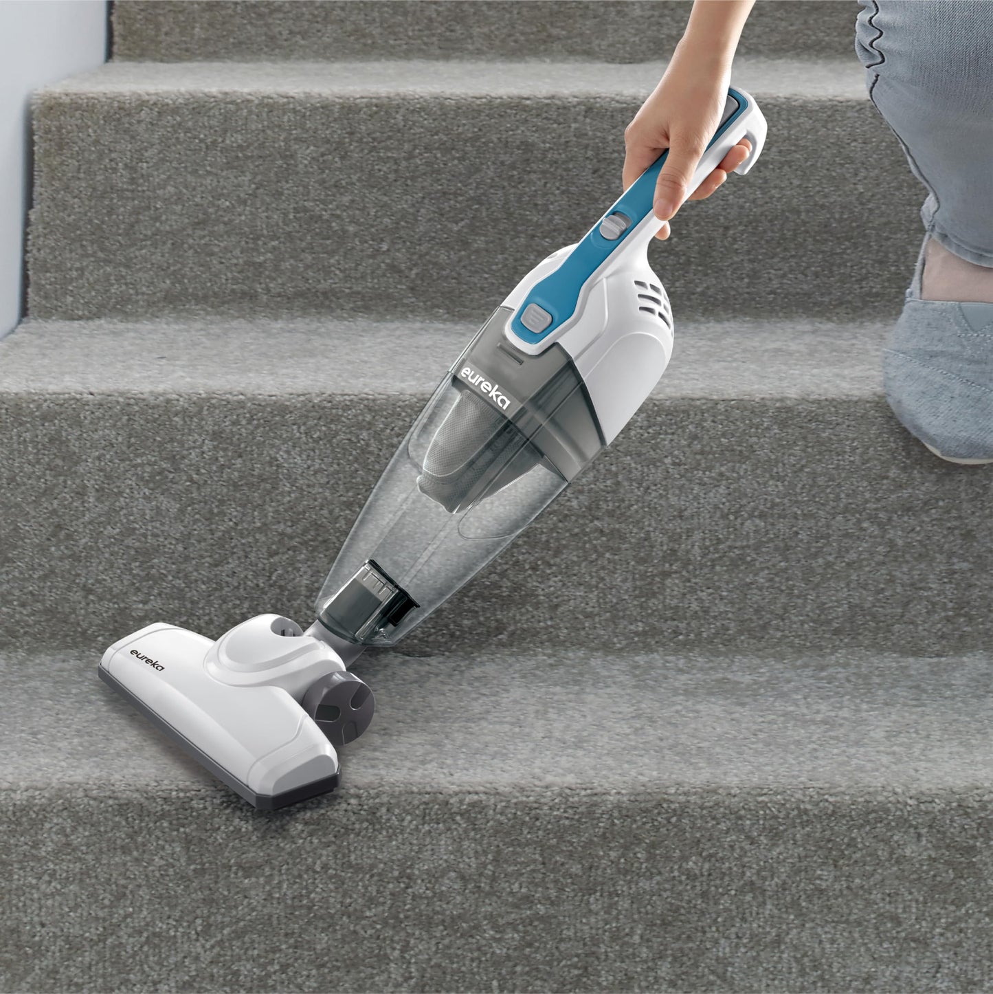 Eureka Home Lightweight Corded Stick Vacuum Cleaner, Powerful Suction Convenient Small Vacuum for Hard Floor, 3-in-1 Hand Vacuum, Aqua Blue, NES100 EUREKA