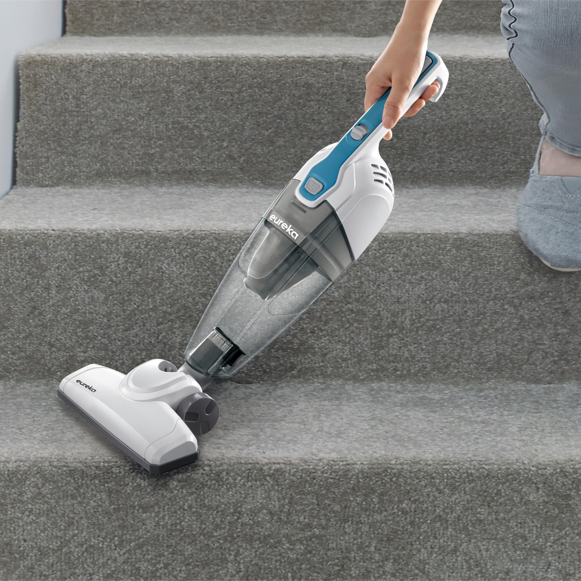 Eureka Home Lightweight Corded Stick Vacuum Cleaner, Powerful Suction Convenient Small Vacuum for Hard Floor, 3-in-1 Hand Vacuum, Aqua Blue, NES100 EUREKA