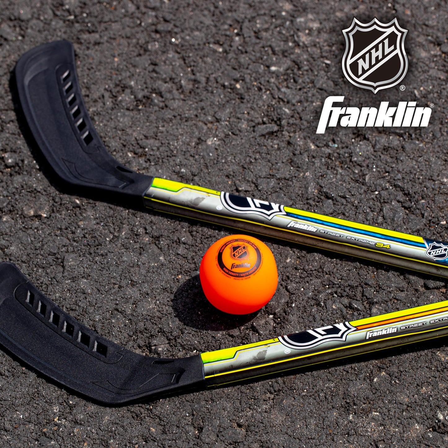Franklin Sports Youth Street Hockey Set - Includes 2 Street Hockey Sticks and 1 Street Hockey Ball - Official NHL Licensed Product - Perfect Hockey Starter Set for Kids Franklin Sports