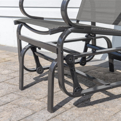 Sojag Belle Patio Glider Chair with Heavy-Duty Steel Frame and PVC-Coated Fabric, Easy-Glide Outdoor Patio Rocking Chair, Dark Grey Sojag