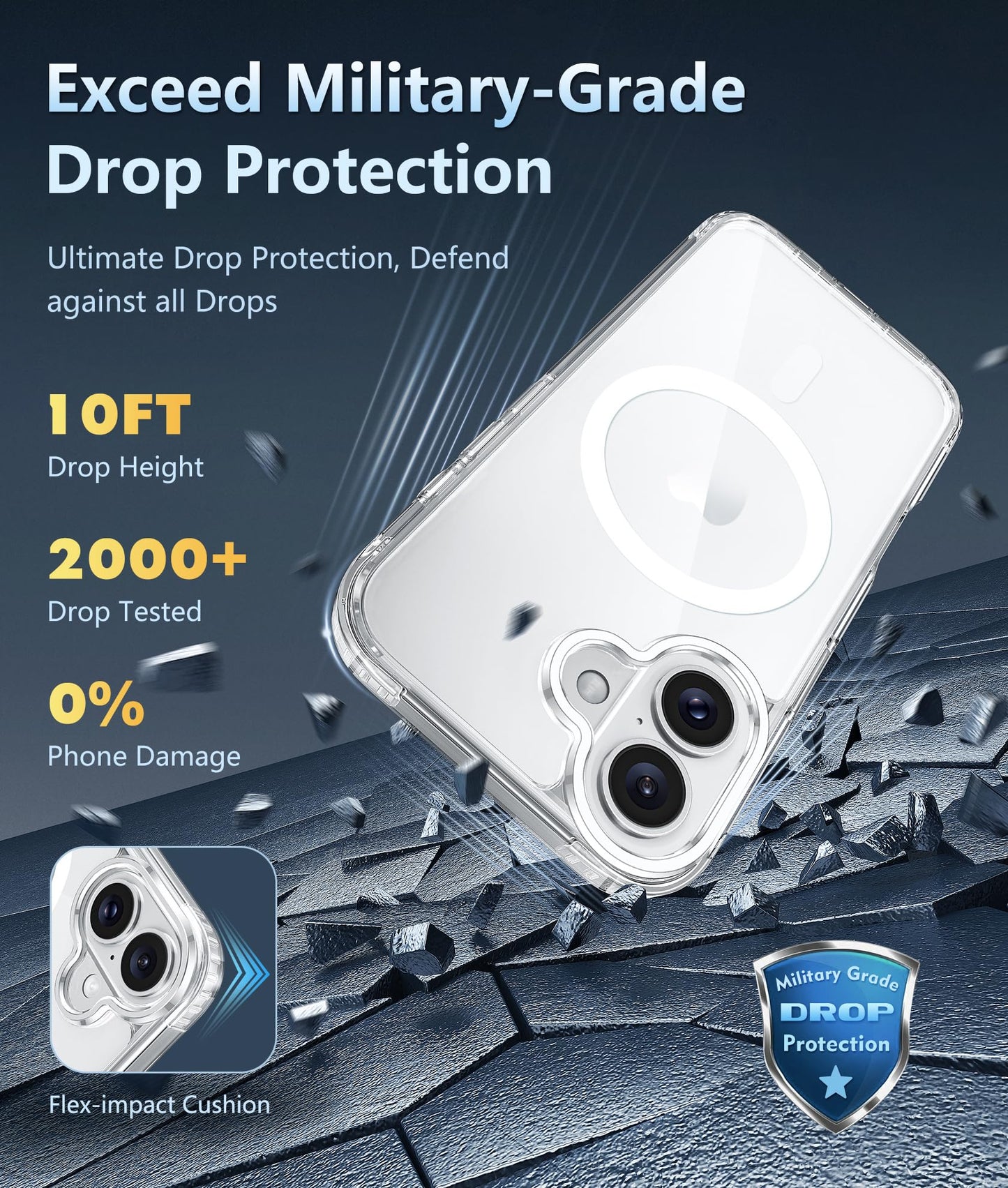 FNTCASE for iPhone 16 Case Clear: Magnetic Phone Cases with Screen Protector Drop Proof Compatible with Magsafe Slim Anti Yellowing Rugged Shockproof Protective Cell Cover (A-Clear Magnetic) - Available at All In One Marketplace Canada