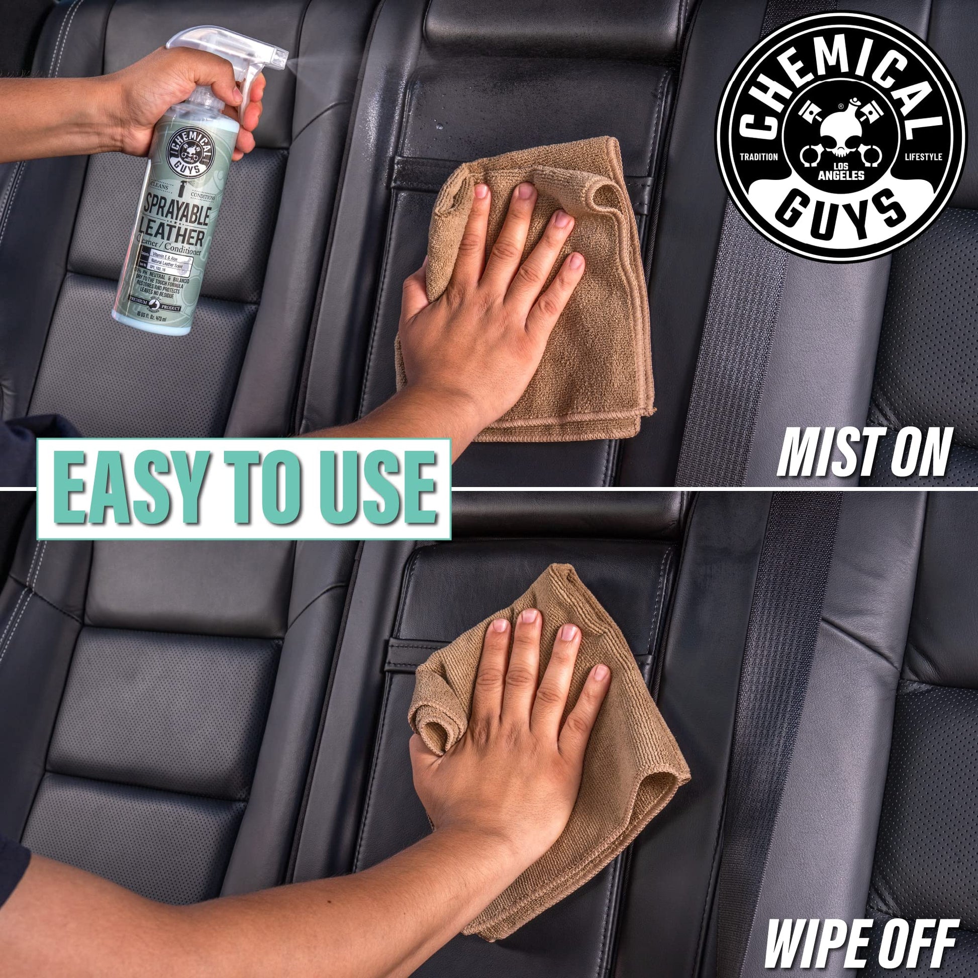 Chemical Guys Sprayable Leather Cleaner and Conditioner in One for Car Interiors, Apparel, and More (Works on Natural, Synthetic, Pleather, and More) Leather Scent, 473 ml Chemical Guys