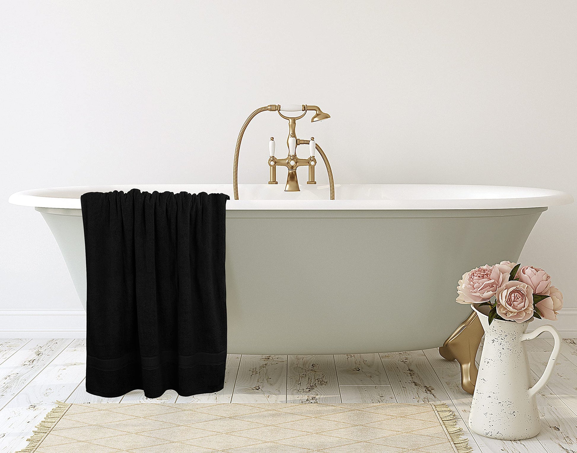 Utopia Towels Luxurious Jumbo Bath Sheet, 35 by 70 Inches, 600 GSM 100% Ring Spun Cotton, Highly Absorbent and Quick Dry Extra Large Bath Towel, Super Soft, Black, 2 Pack