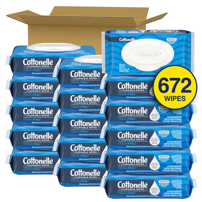 Flushable Wet Wipes, Cottonelle FreshCare, Biodegradable & Septic Safe, 16 Flip-Top Packs of 42 (672 Wipes) 🍁 All In One Marketplace Canada