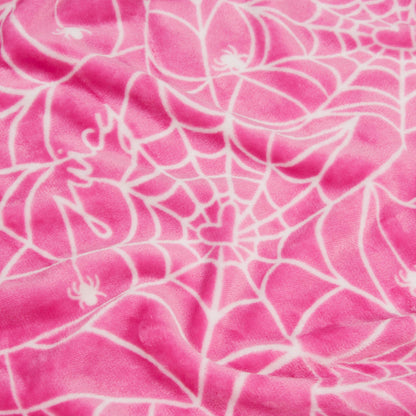 Juicy Couture Heart Spider Webs Halloween Plush Throw Blanket, Soft Polyester Decorative Throw for Sofa or Bed, Hot Pink, 50"x60"