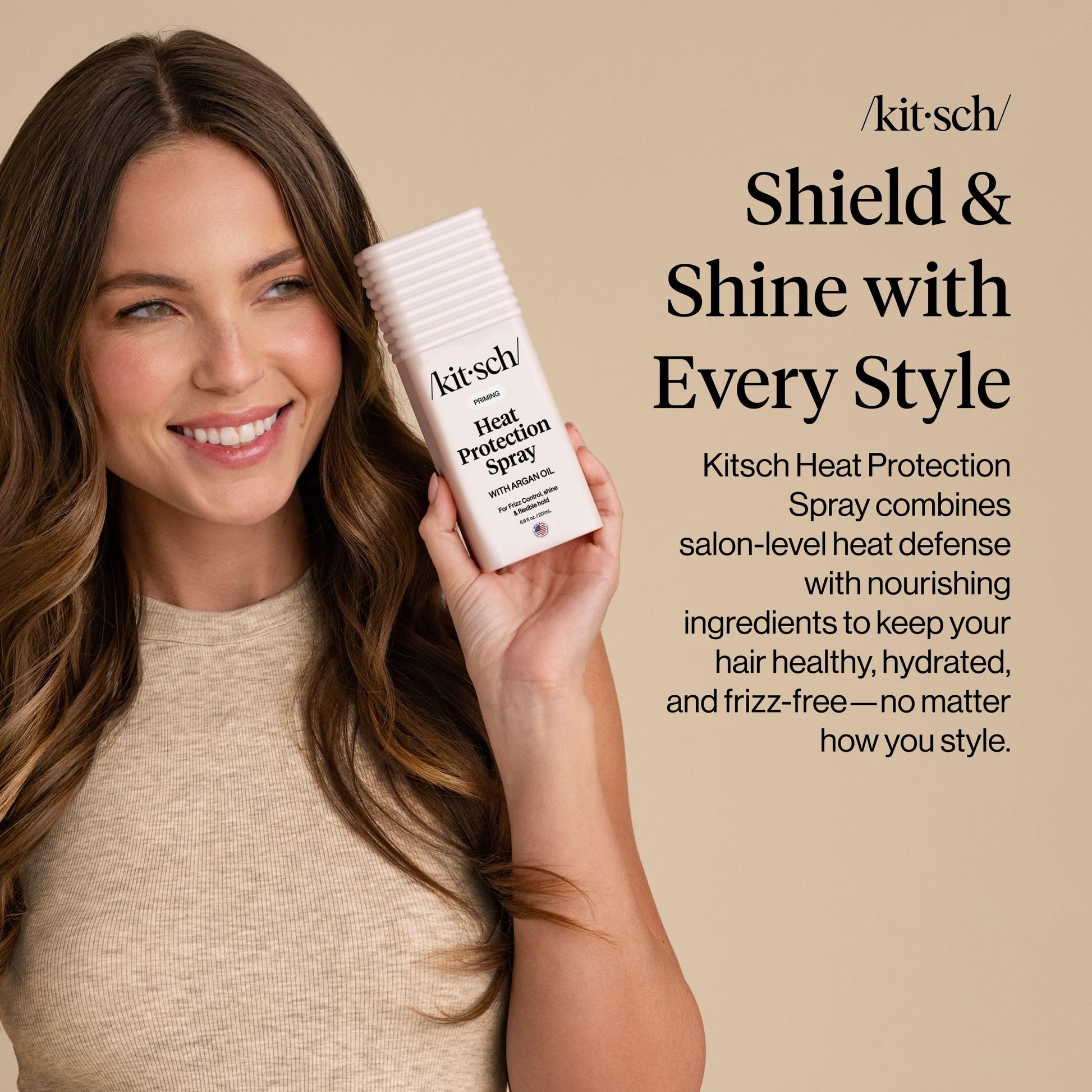 Kitsch Heat Protection Spray for Hair – Heat Protectant for Hair with Argan Oil – Styling Hair Spray for Frizz Control, Shine & Damage Protection – Protects Strands | Ideal Gifts for Women – 201ml - Available at All In One Marketplace Canada