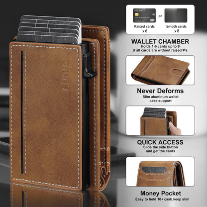furid RFID Wallet for Men Minimalist: Slim Pop Up Wallet with ID Window - Smart Card Holder for Men - Gift for Father Husband on Father’s Day Birthday Anniversary