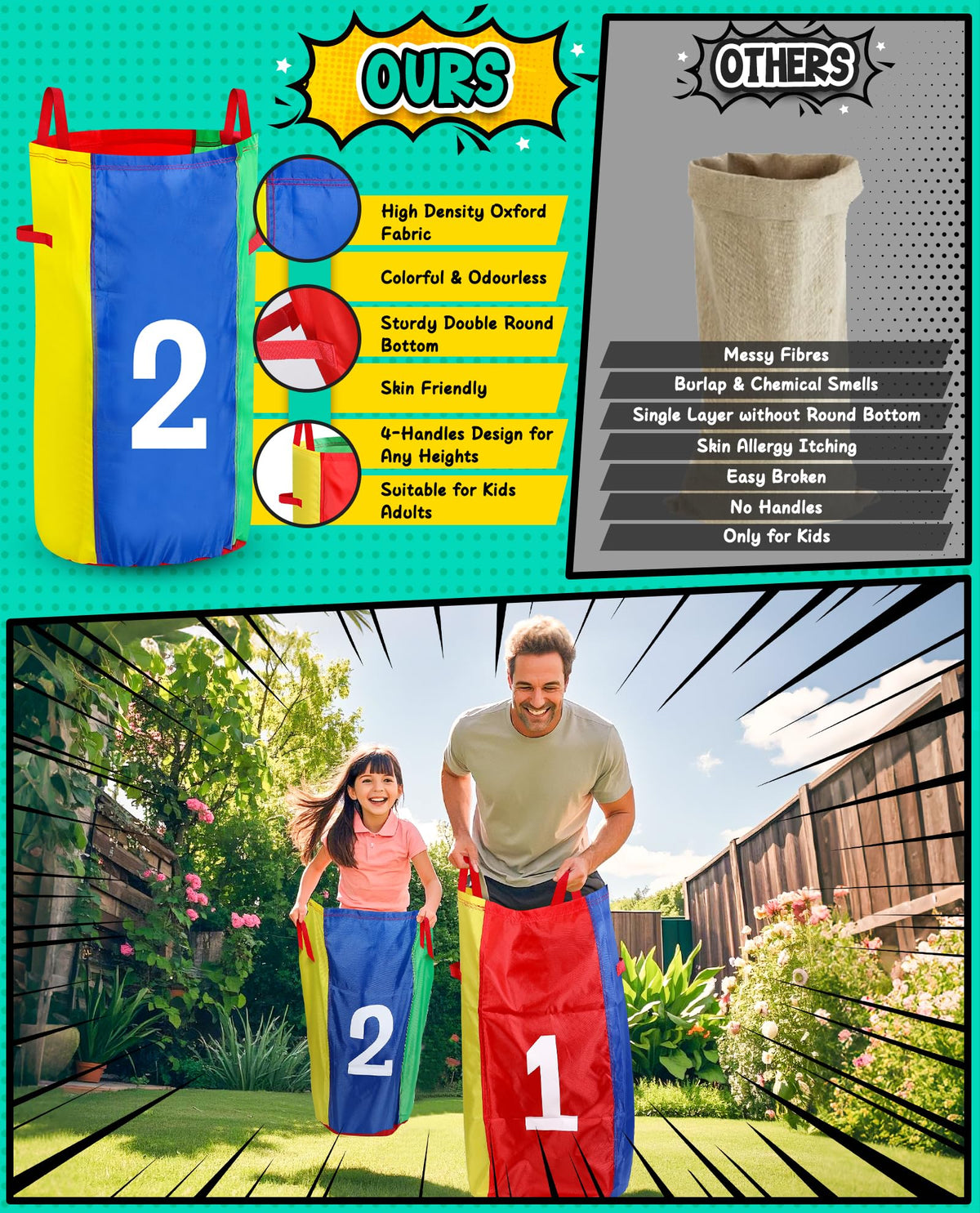 Outdoor Carnival Games Set, Potato Sack & Relay Race for Kids Adults Fun 🍁 All In One Marketplace Canada