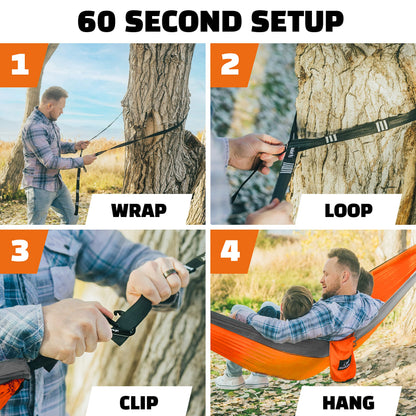 MalloMe Camping Hammock with Straps - Portable Outdoor Hammock for Adults, Kids - Single Hamac - 1 Person Hammocks - Tree Hamac Swing with Accessories - Hamock Tent for Travel - Hammocks for Outside