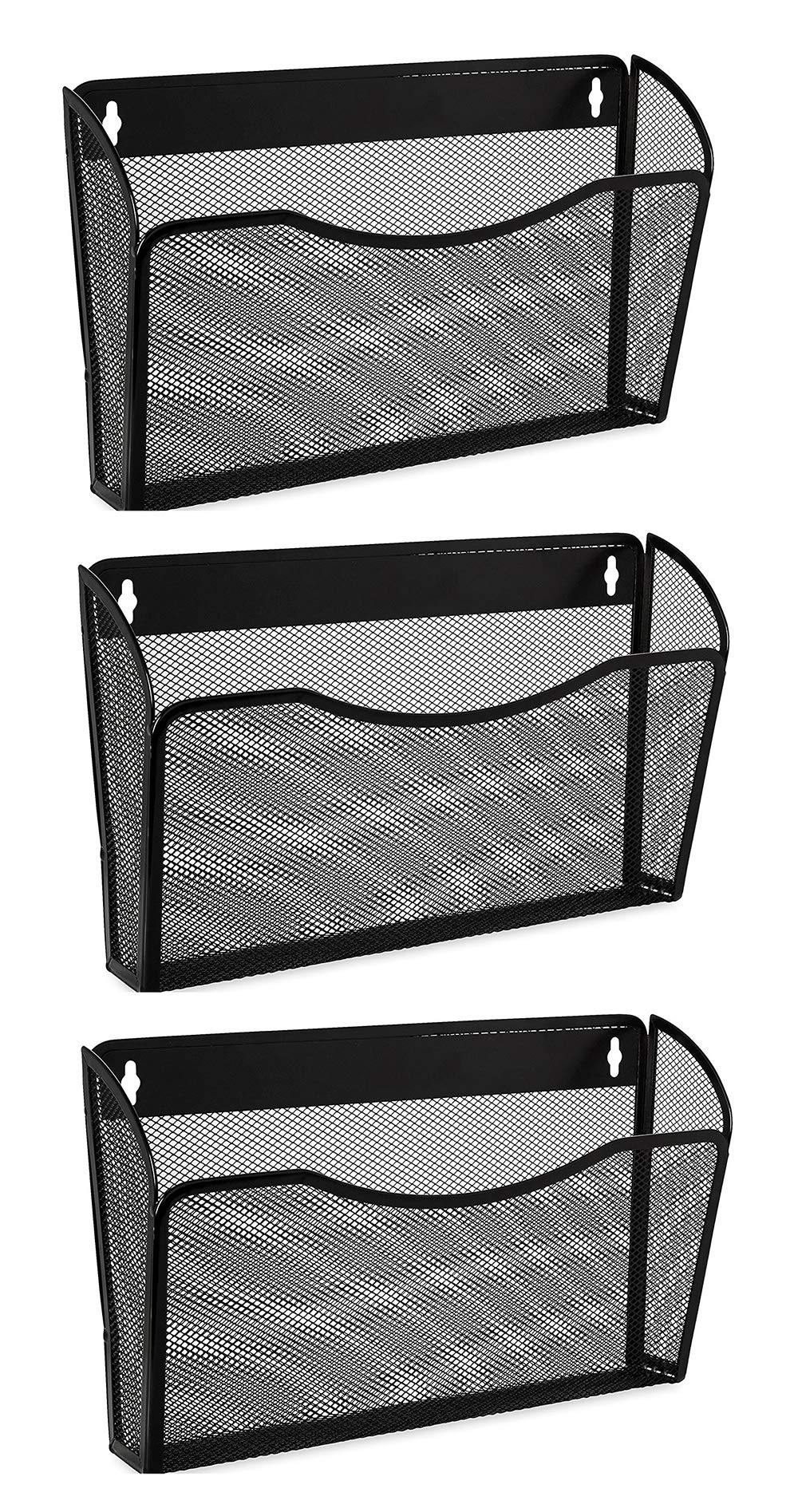 EASEPRES 3 Pack Mesh Wall Mounted File Holder Organizer Metal Hanging Vertical Paper Mails Rack Storage Wire Single Document Filling Holder Pocket for Office and Home, Black 🍁 All In One Marketplace Canada